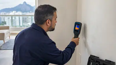 Técnico usando equipamento para localizar vazamento oculto